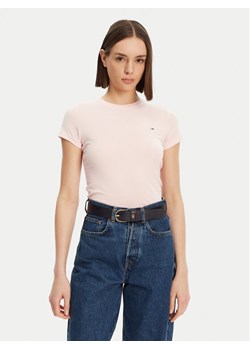 Tommy Jeans T-Shirt DW0DW20459 Różowy Slim Fit - id: 0000304643330 - marki Tommy Jeans - 181180153 Tommy Jeans T-Shirt DW0DW20459 Różowy Slim Fit ze sklepu MODIVO w kategorii Bluzki damskie - zdjęcie 181180153