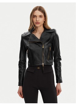 Elisabetta Franchi Kurtka skórzana GD-47Z-51E2-V1200 Czarny Regular Fit ze sklepu MODIVO w kategorii Kurtki damskie - zdjęcie 181180711