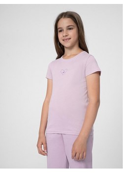4F T-Shirt 4FJSS23TTSHF384 Fioletowy Regular Fit ze sklepu MODIVO w kategorii Bluzki dziewczęce - zdjęcie 181181023