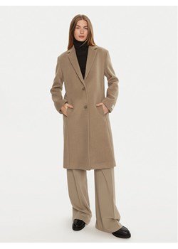 Calvin Klein Płaszcz wełniany K20K207701 Beżowy Regular Fit ze sklepu MODIVO w kategorii Płaszcze damskie - zdjęcie 181181770