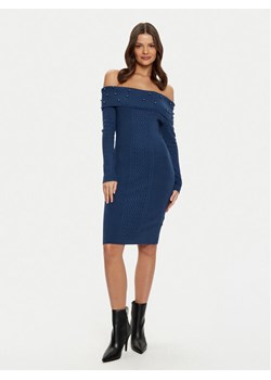 Guess Sukienka dzianinowa W5RK0G Z2YJ2 Granatowy Bodycon Fit ze sklepu MODIVO w kategorii Sukienki - zdjęcie 181182310