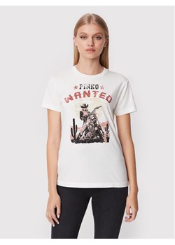 Pinko T-Shirt Tivoli 1 1G18BM Y7WQ Biały Regular Fit ze sklepu MODIVO w kategorii Bluzki damskie - zdjęcie 181182360