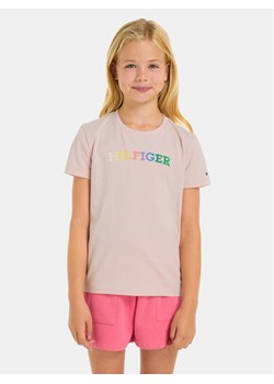Tommy Hilfiger T-Shirt Monotype KG0KG07851 D Różowy Regular Fit ze sklepu MODIVO w kategorii Bluzki dziewczęce - zdjęcie 181184271