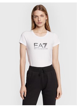 EA7 Emporio Armani T-Shirt 8NTT66 TJFKZ 0102 Biały Slim Fit ze sklepu MODIVO w kategorii Bluzki damskie - zdjęcie 181184682