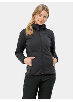 Jack Wolfskin Kurtka softshell Windhain Hoody 1307481 Czarny Regular Fit ze sklepu MODIVO w kategorii Kurtki damskie - zdjęcie 181184850