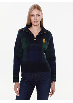 Tommy Hilfiger Sweter Tartan WW0WW38265 Granatowy Regular Fit ze sklepu MODIVO w kategorii Swetry damskie - zdjęcie 181185110