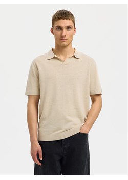 Selected Homme Polo Mattis 16096197 Beżowy Regular Fit ze sklepu MODIVO w kategorii T-shirty męskie - zdjęcie 181185370