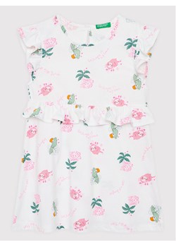 United Colors Of Benetton Sukienka letnia 3HD3GV005 Biały Regular Fit ze sklepu MODIVO w kategorii Sukienki niemowlęce - zdjęcie 181185702