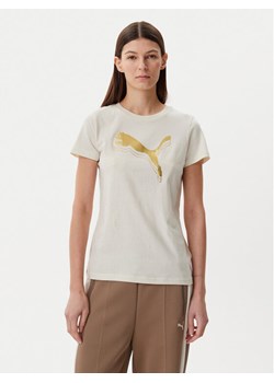 Puma T-Shirt Essentials Metallic 684995 Beżowy Regular Fit ze sklepu MODIVO w kategorii Bluzki damskie - zdjęcie 181185794