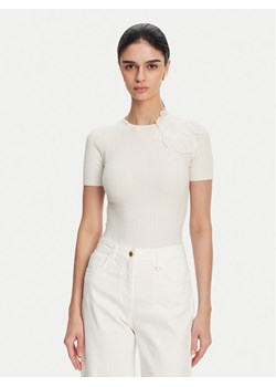 Elisabetta Franchi Sweter MK-55B-51E2 Biały Slim Fit ze sklepu MODIVO w kategorii Swetry damskie - zdjęcie 181188353