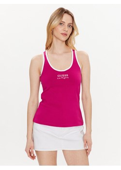Guess Top Sporty E3GP05 KBP41 Różowy Slim Fit ze sklepu MODIVO w kategorii Bluzki damskie - zdjęcie 181190153