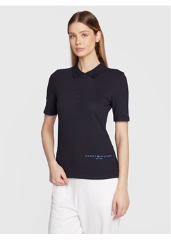 Tommy Hilfiger Polo Logo WW0WW37628 Granatowy Slim Fit ze sklepu MODIVO w kategorii Bluzki damskie - zdjęcie 181191341