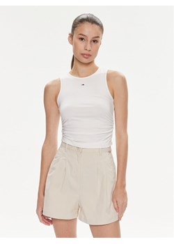 Tommy Jeans Top DW0DW17893 Biały Slim Fit ze sklepu MODIVO w kategorii Bluzki damskie - zdjęcie 181193873