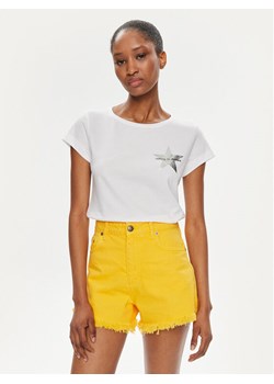Sisley T-Shirt 3I1XL100Y Biały Slim Fit ze sklepu MODIVO w kategorii Bluzki damskie - zdjęcie 181194863