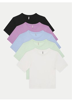 Kids ONLY Komplet 5 t-shirtów Rex 15350716 Kolorowy Regular Fit ze sklepu MODIVO w kategorii Bluzki dziewczęce - zdjęcie 181195352