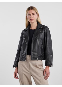 YAS Kurtka skórzana 26031785 Czarny Regular Fit ze sklepu MODIVO w kategorii Kurtki damskie - zdjęcie 181195543