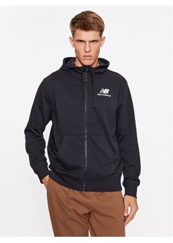 New Balance Bluza Essentials Stacked Logo French Terry Jacket MJ31536 Czarny Regular Fit ze sklepu MODIVO w kategorii Bluzy męskie - zdjęcie 181195823