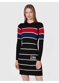 LOVE MOSCHINO Sukienka dzianinowa WSE1611X 1148 Czarny Slim Fit ze sklepu MODIVO w kategorii Sukienki - zdjęcie 181196643