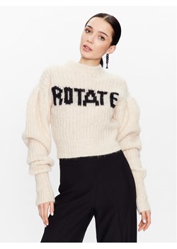 ROTATE Sweter Knit Puff Sleeve RT2287 Écru Regular Fit ze sklepu MODIVO w kategorii Swetry damskie - zdjęcie 181197653