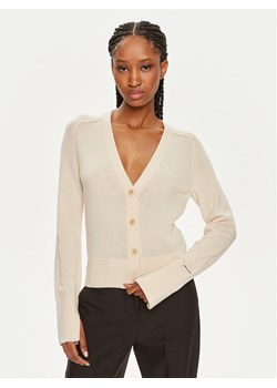 Calvin Klein Kardigan K20K207574 Beżowy Regular Fit ze sklepu MODIVO w kategorii Swetry damskie - zdjęcie 181197691