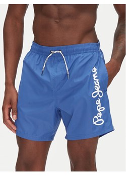 Pepe Jeans Szorty kąpielowe Logo PMB10419 Niebieski Regular Fit ze sklepu MODIVO w kategorii Kąpielówki - zdjęcie 181198454