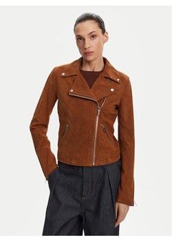 Serge Pariente Kurtka skórzana Oxford Vs Brązowy Slim Fit ze sklepu MODIVO w kategorii Kurtki damskie - zdjęcie 181198764
