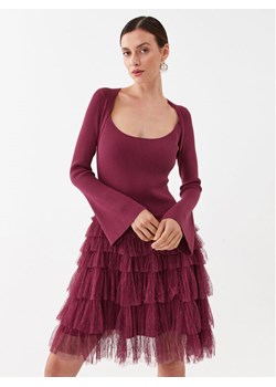 TWINSET Sukienka koktajlowa 232TP3051 Bordowy Regular Fit ze sklepu MODIVO w kategorii Sukienki - zdjęcie 181199043