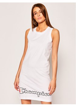 Champion Sukienka codzienna Script Logo Ribbed Trim 112657 Biały Regular Fit ze sklepu MODIVO w kategorii Sukienki - zdjęcie 181199773