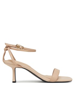 Tommy Hilfiger Sandały Leather Knots Kitten Sandal FW0FW08424 Beżowy ze sklepu MODIVO w kategorii Sandały damskie - zdjęcie 181200804