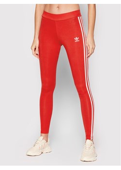 adidas Legginsy adicolor Classics 3-Stripes HD2348 Czerwony Tight Fit ze sklepu MODIVO w kategorii Spodnie damskie - zdjęcie 181202410