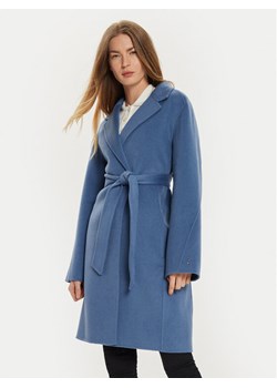 Tommy Hilfiger Płaszcz wełniany WW0WW43603 Niebieski Regular Fit ze sklepu MODIVO w kategorii Płaszcze damskie - zdjęcie 181202623