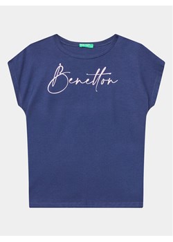 United Colors Of Benetton T-Shirt 3I1XC10C0 Granatowy Regular Fit ze sklepu MODIVO w kategorii Bluzki dziewczęce - zdjęcie 181203542