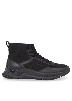 Calvin Klein Sneakersy High Top Lace Up Knit HM0HM01267 Czarny ze sklepu MODIVO w kategorii Buty sportowe męskie - zdjęcie 181203993