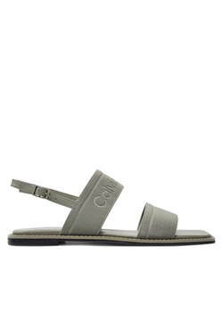 Calvin Klein Sandały Flat Sandal He HW0HW01990 Szary ze sklepu MODIVO w kategorii Sandały damskie - zdjęcie 181204002