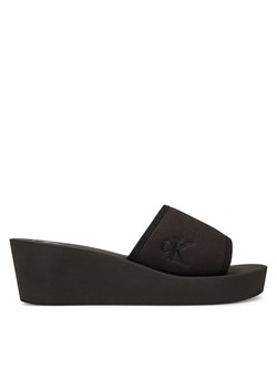 Calvin Klein Jeans Klapki Beach Wedge Slide Canvas YW0YW01725 Czarny ze sklepu MODIVO w kategorii Klapki damskie - zdjęcie 181205512