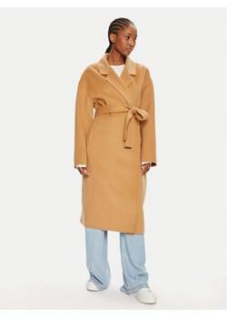 Calvin Klein Płaszcz wełniany K20K207089 Beżowy Oversize ze sklepu MODIVO w kategorii Płaszcze damskie - zdjęcie 181205720