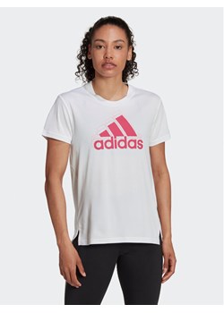 adidas Koszulka techniczna 3-Stripes Sport Brand Love T-Shirt HK6514 Biały Regular Fit ze sklepu MODIVO w kategorii Bluzki damskie - zdjęcie 181206060