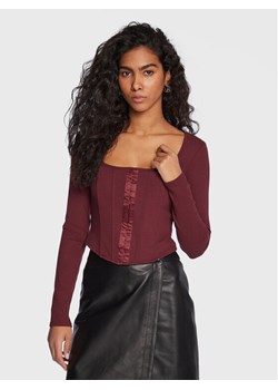 Guess Bluzka W3RP18 KB9E2 Bordowy Slim Fit ze sklepu MODIVO w kategorii Bluzki damskie - zdjęcie 181206550