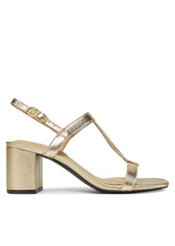 Tommy Hilfiger Sandały Leather Block Heel Sandal Metal FW0FW08590 Złoty ze sklepu MODIVO w kategorii Sandały damskie - zdjęcie 181206950