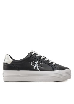 Calvin Klein Jeans Sneakersy Vulc Flatform Laceup Lth YW0YW01474 Czarny ze sklepu MODIVO w kategorii Trampki damskie - zdjęcie 181207974
