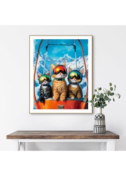 Orangewallz Druk artystyczny &quot;Cat Ski Lift&quot; w ramce ze sklepu Limango Polska w kategorii Obrazy - zdjęcie 181211984