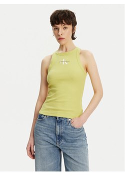 Calvin Klein Jeans Top Monologo J20J225301 Żółty Slim Fit ze sklepu MODIVO w kategorii Bluzki damskie - zdjęcie 181219373