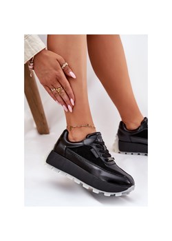 Skórzane Damskie Sneakersy Na Platformie Big Star RR274873 HI-POLY System Czarne ze sklepu ButyModne.pl w kategorii Buty sportowe damskie - zdjęcie 181220452