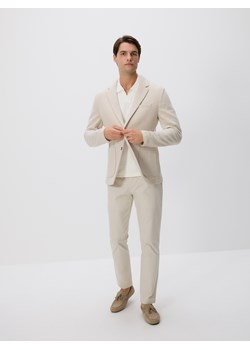 Reserved - Dzianinowa marynarka slim fit - beżowy ze sklepu Reserved w kategorii Marynarki męskie - zdjęcie 181222083