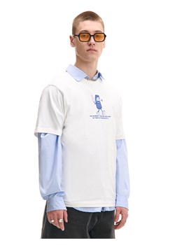 Cropp - Kremowy T-shirt z nadrukiem - kremowy ze sklepu Cropp w kategorii T-shirty męskie - zdjęcie 181222212