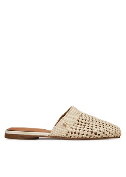 Klapki Tommy Hilfiger Crochet Mule FW0FW08413 Écru ze sklepu eobuwie.pl w kategorii Klapki damskie - zdjęcie 181223264