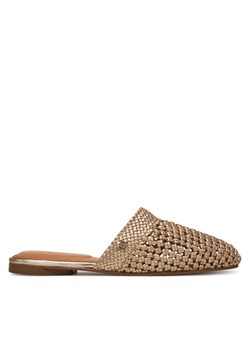 Klapki Tommy Hilfiger Crochet Metallic Leather Mule FW0FW08606 Złoty ze sklepu eobuwie.pl w kategorii Klapki damskie - zdjęcie 181223360