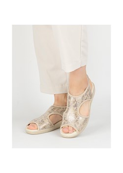 Buty damskie sandały elastyczne comfooty emma beżowe  błyszczące ze sklepu butyolivier w kategorii Sandały damskie - zdjęcie 181224161