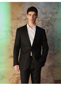Reserved - Lniana marynarka slim fit - czarny ze sklepu Reserved w kategorii Marynarki męskie - zdjęcie 181225300