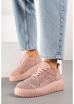 Różowe Ażurowe Sneakersy Vices na Grubej Podeszwie z Tłoczeniem Luminise ze sklepu born2be.pl w kategorii Buty sportowe damskie - zdjęcie 181225882